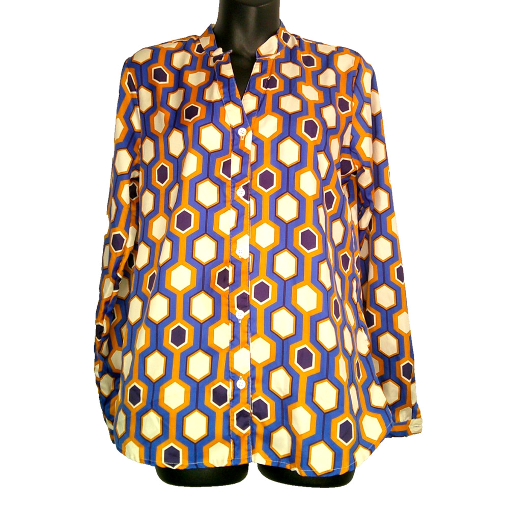 The Limited Long Sleeve Blouse Women's Medium Button down Honeycomb Pattern
